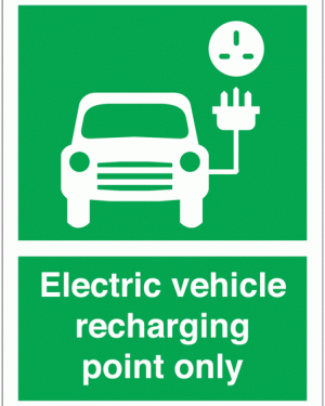image of the Electric Vehicle Recharging Point Only Car Symbol Signs