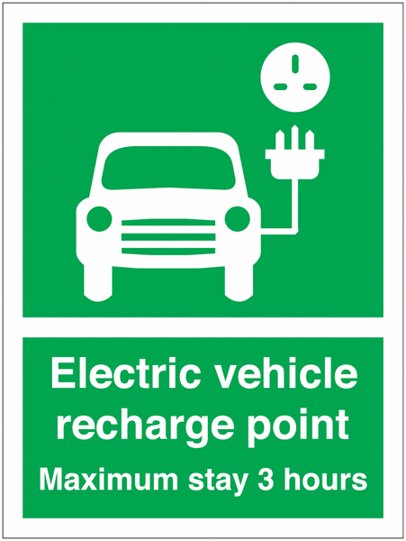 image of the Vehicle Recharging Point Max Stay 3 Hours Car Symbol